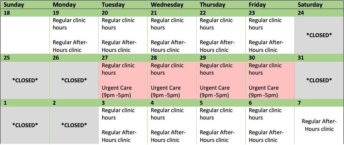 2022 Holiday Schedule